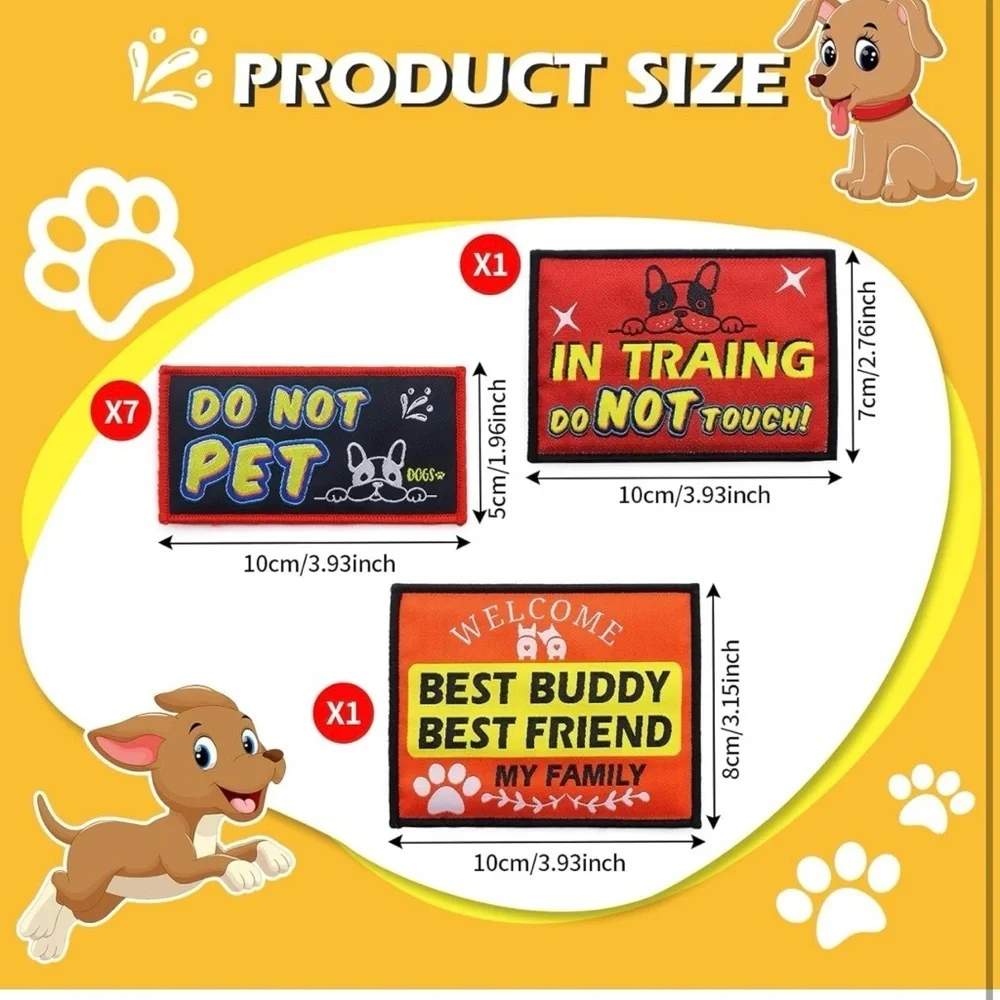 Service Dog Patch Set 9 pcs dog patches for harness in different styles - Picture 3 of 7